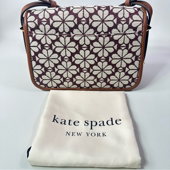 NEW KATE SPADE FLOWER JACQUARD BURGUNDY CROSSBODY BAG ! - Picture 2 of 10